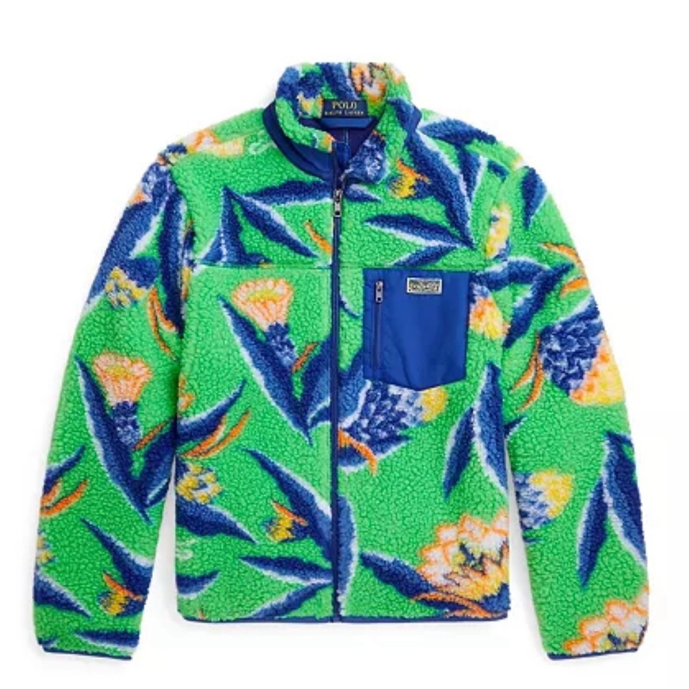 Polo Ralph Lauren Big Boys Floral-Print Teddy Fleece Jacket NWT